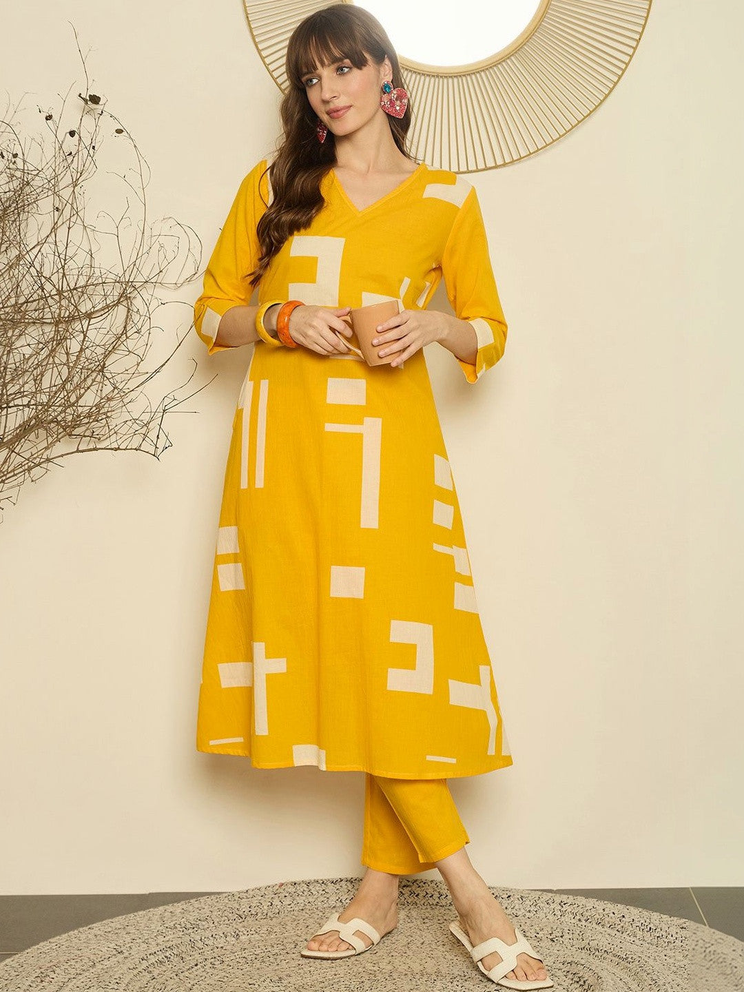 Women Printed Regular Pure Cotton Kurta with Trousers