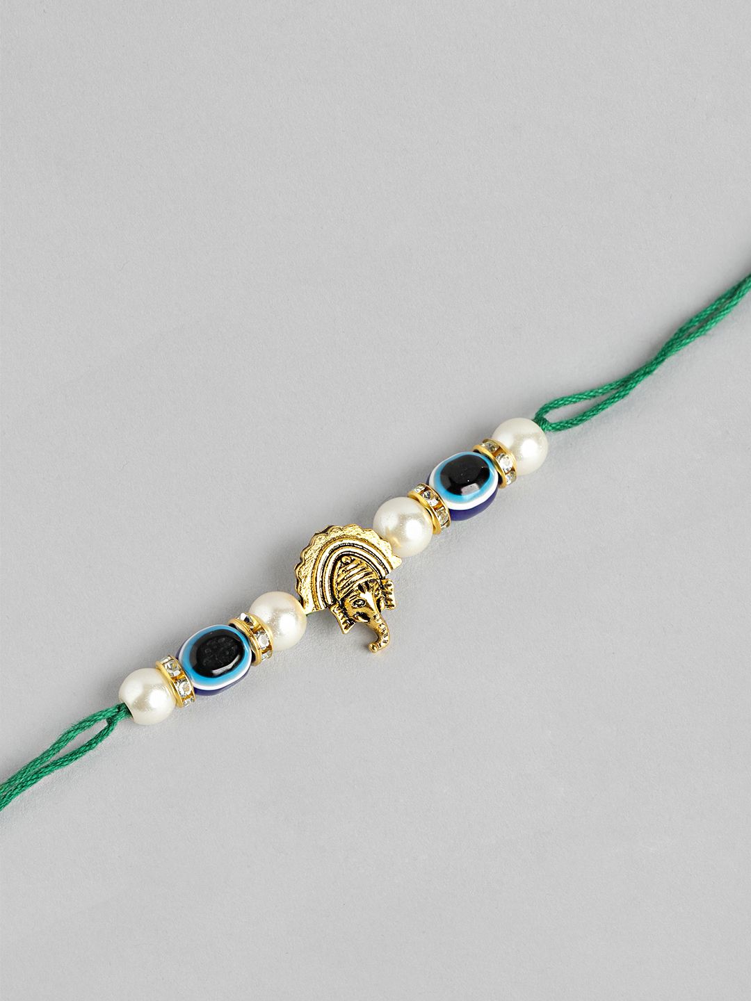 Dhiyona Unisex Set of 2 Beaded Bhai Bhabhi Rakhis With Roli & Chawal