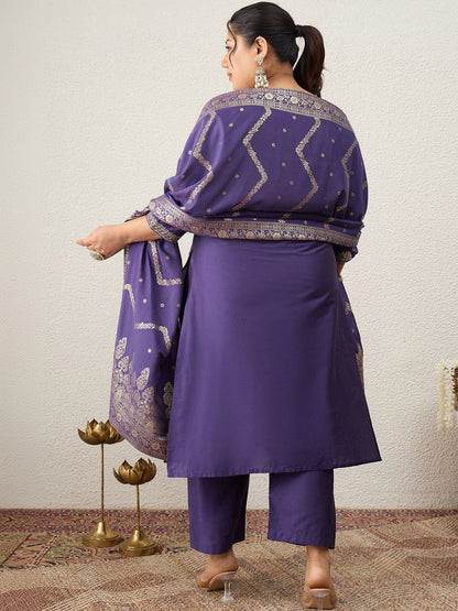 Dhiyona Women's Ethnic Motifs Embroidered Regular Kurta with Trousers & With Dupatta