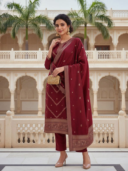 Dhiyona KL Ethnic Motifs Regular Kurta with Trousers & Dupatta