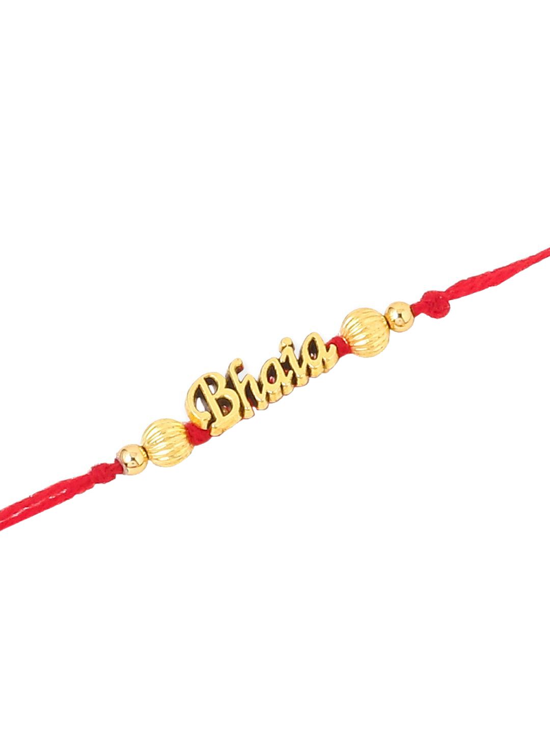 Dhiyona Set Of 3 Thread Rakhis With Roli Chawal Chandan & Mishri