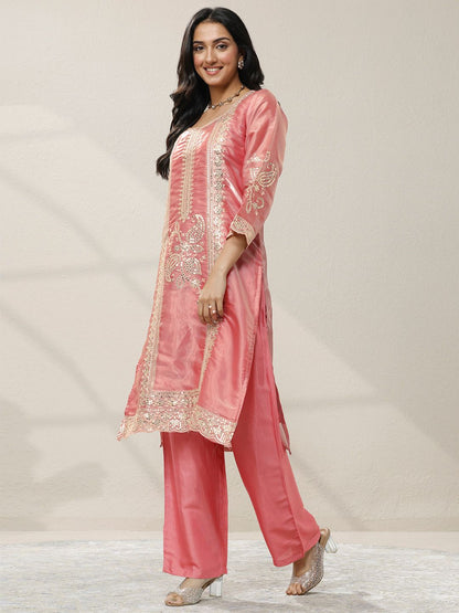 Dhiyona LL Women Ethnic Motifs Embroidered Regular Sequinned Kurta with Palazzos & With Dupatta