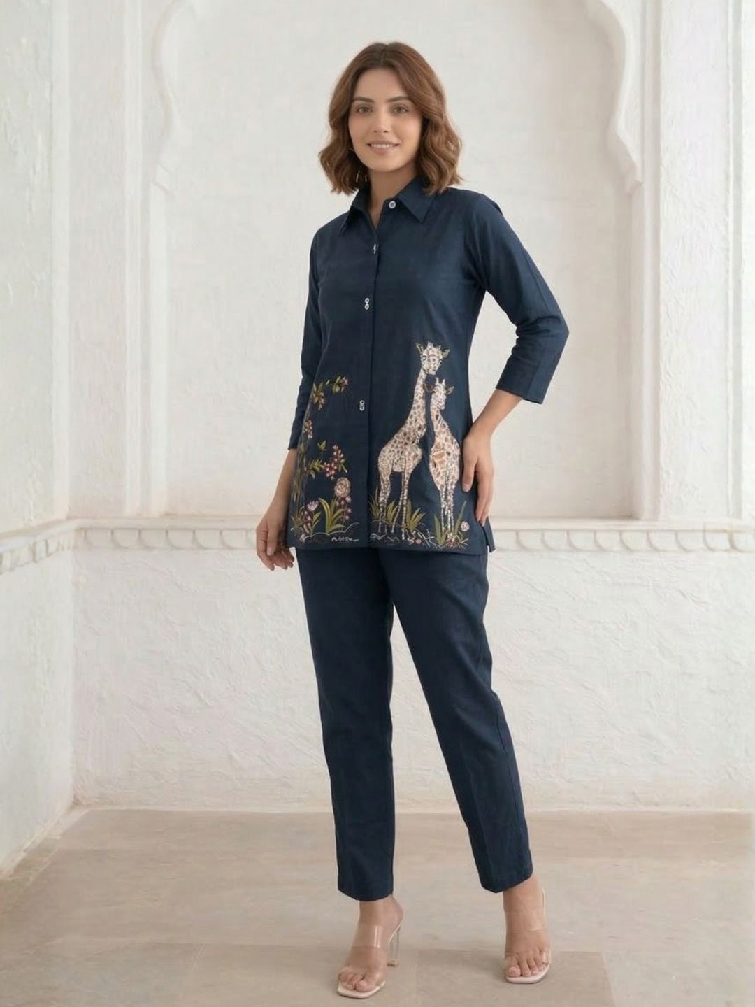 Gaur azure embroidery cotton co-ord set