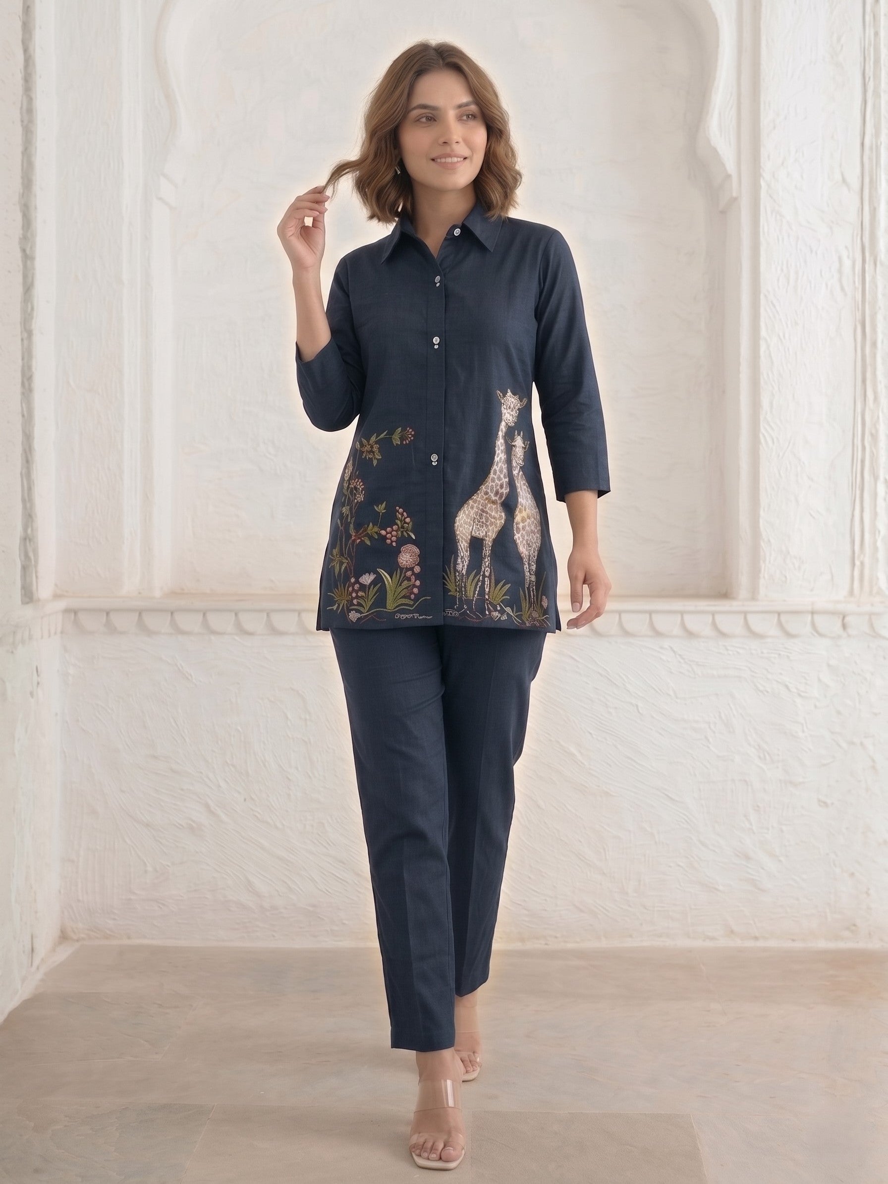 Gaur azure embroidery cotton co-ord set