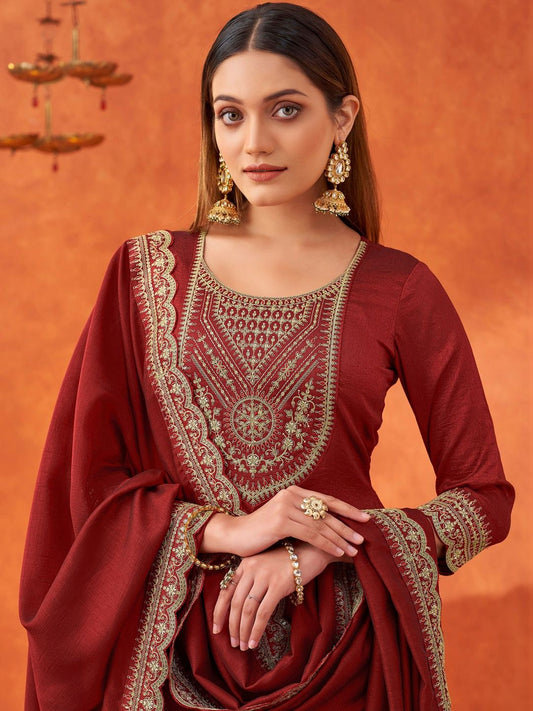 Dhiyona KL Women Ethnic Motifs Embroidered Regular Thread Work Kurta with Sharara & With Dupatta