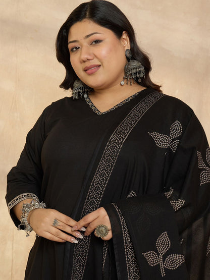 Dhiyona Women's Ethnic Motifs Regular Pure Cotton Kurta with Palazzos & With Dupatta