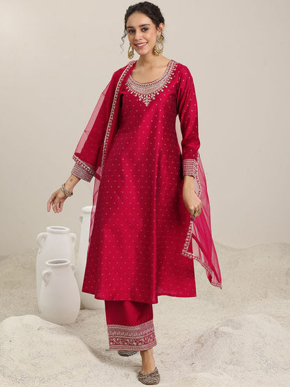 Dhiyona LL Women Ethnic Motifs Embroidered Kurta with Palazzos & Dupatta