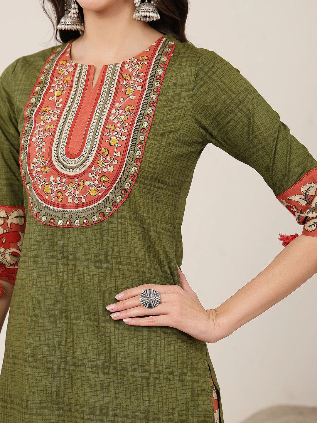 Women Ethnic Motifs Regular Pure Cotton Kurta with Trousers & With Dupatta