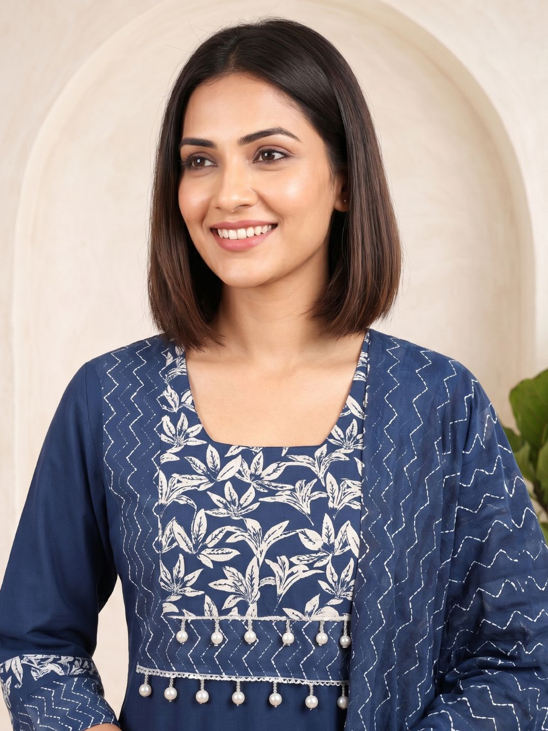 ARANYA INDIGO IKAT PRINT PURE COTTON SUIT SET