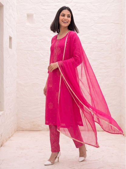 Shanti Raspberry Work Suit Set
