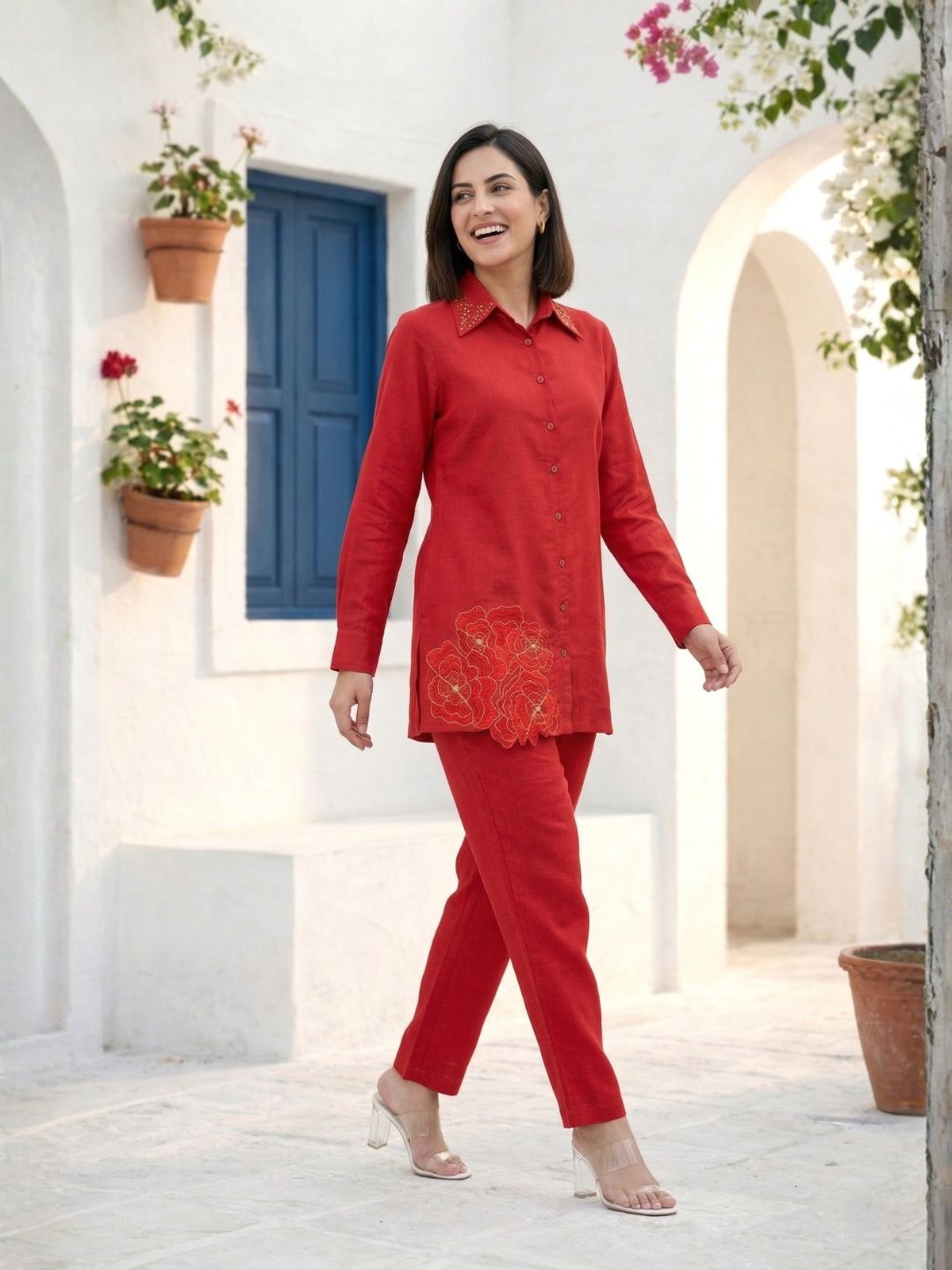 Divya Scarlet Work Co-ord Set