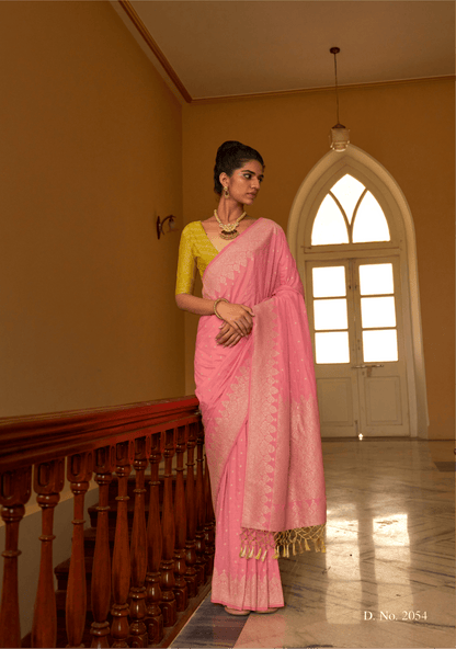 Dhiyona KM Women Pink Nylon Silk Saree-Timeless Elegance