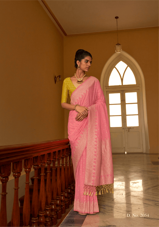 Dhiyona KM Women Pink Nylon Silk Saree-Timeless Elegance