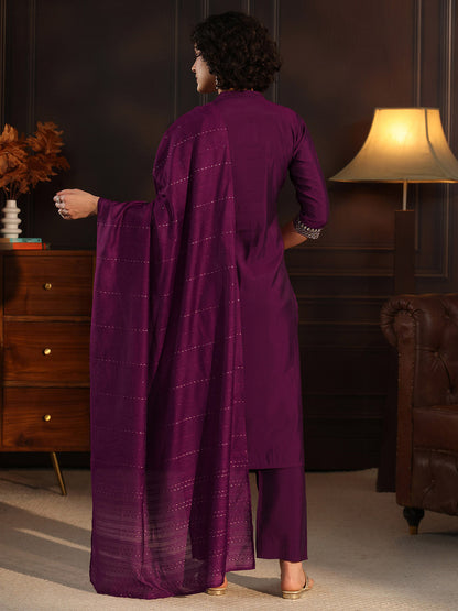 Women Ethnic Motifs Embroidered Regular Kurta with Trousers With Dupatta