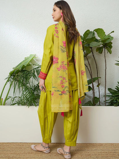 Women Ethnic Motifs Embroidered Regular Thread Work Kurta with Patiala & With Dupatta