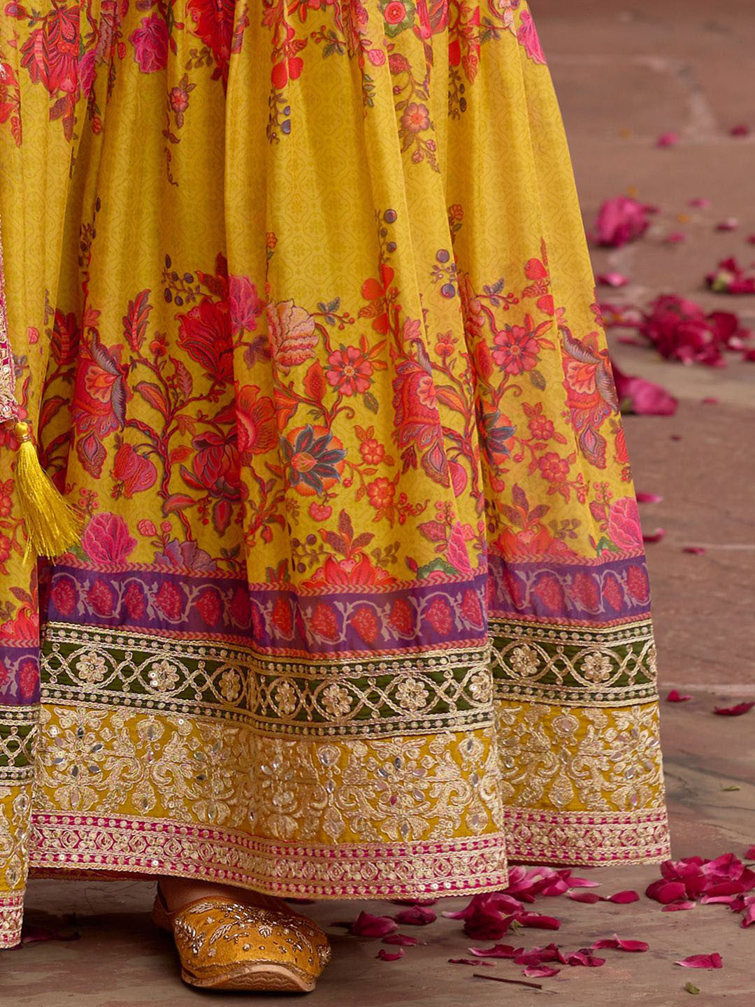 Embroidered Sequinned Kurti With Sharara & Dupatta