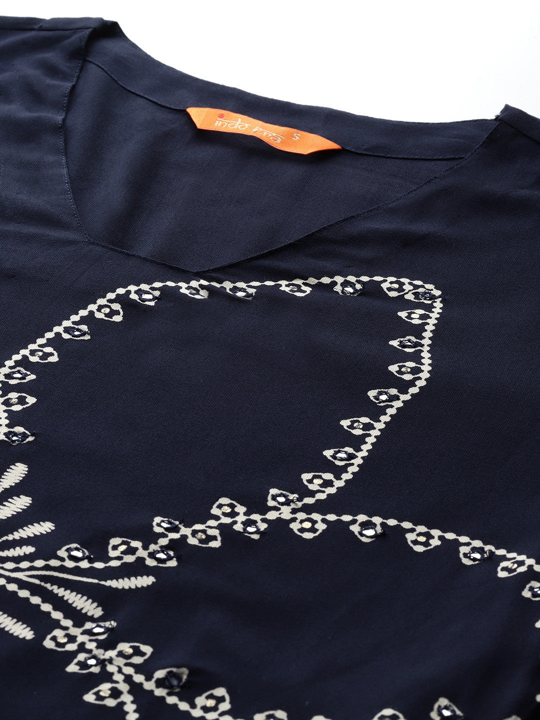 Floral Printed Mirror Work Kurta with Trousers