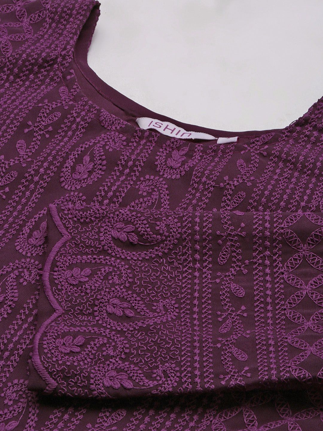 Dhiyona IS Women's Paisley Embroidered Regular Chikankari Kurta with Trousers & With Dupatta