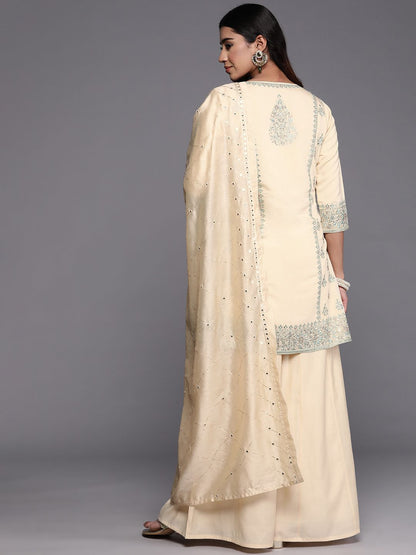Dhiyona LL Women Floral Embroidered Straight Sequinned Kurti with Palazzos & With Dupatta