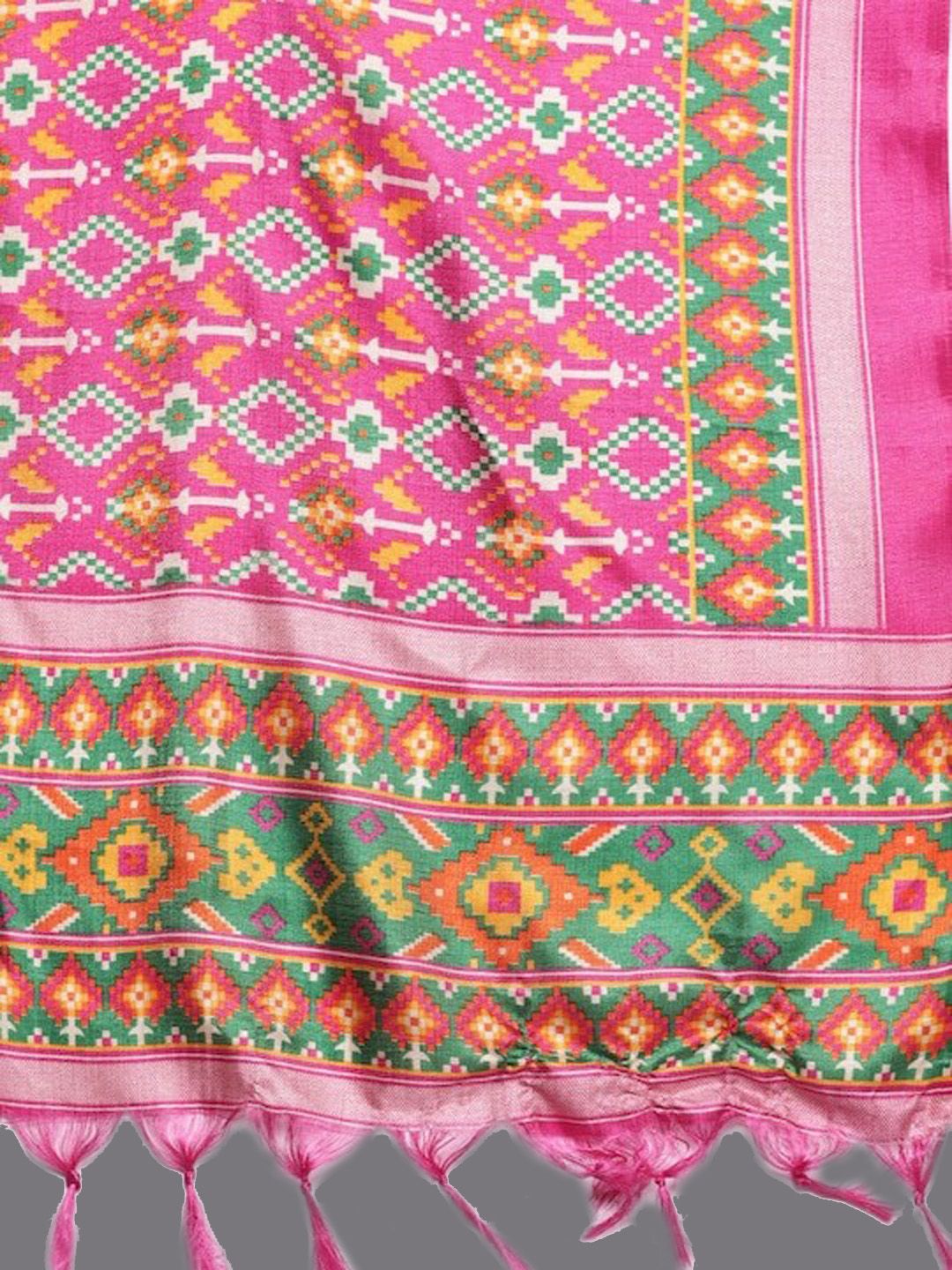 Mustard Xtra Yoke Design Gotta Patti Pure Cotton Kurta With Trousers & Dupatta