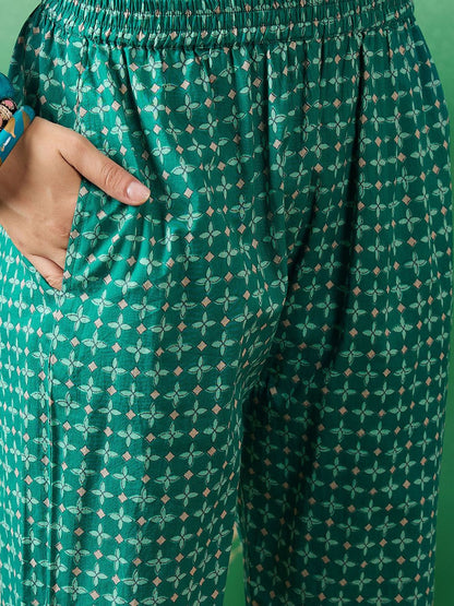 Dhiyona SN Women's Printed Pure Cotton Straight Kurta With Trousers & Dupatta
