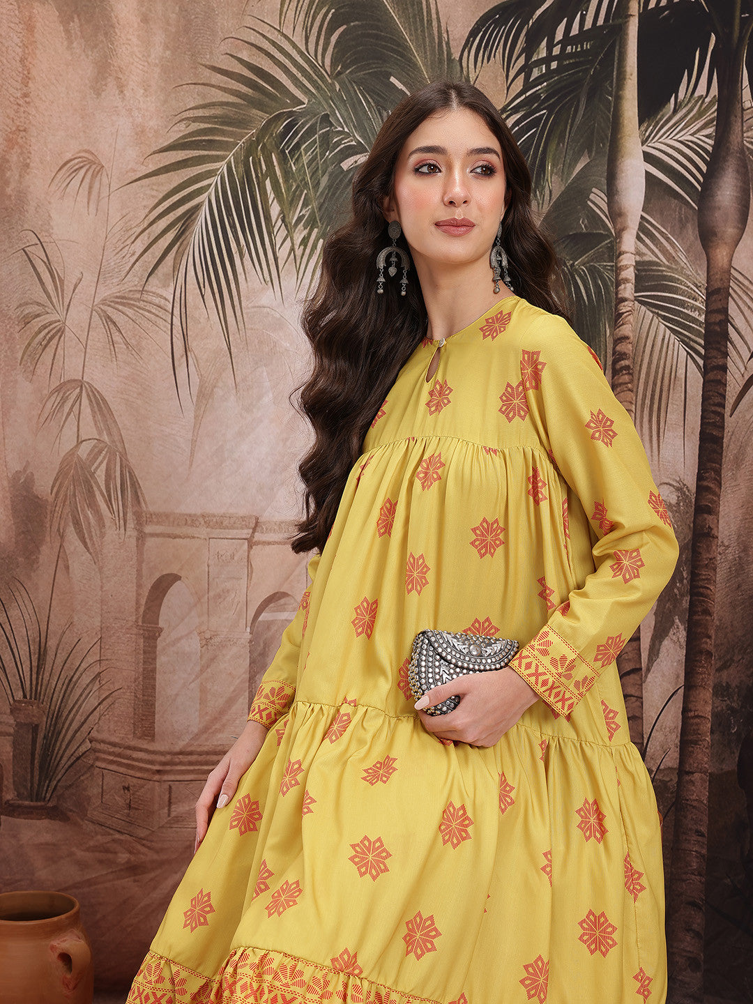 Printed Tiered Kurta with Trousers