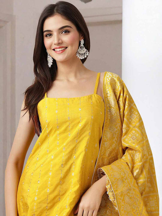 Dhiyona IS Women's Women Ethnic Motifs Printed Regular Kurta with Trousers & With Dupatta