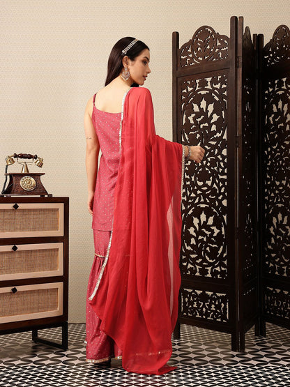 Dhiyona HOP Polka Dotted Sequinned Jashn Kurti with Sharara & With Dupatta
