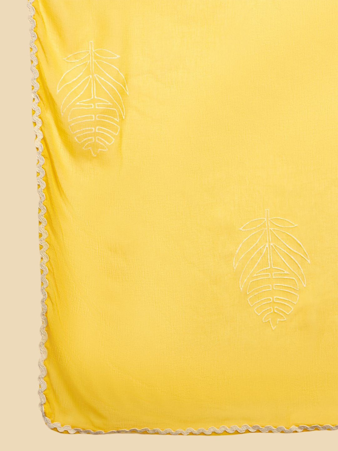 Straight Mirror Work Kurta with Trousers & Dupatta