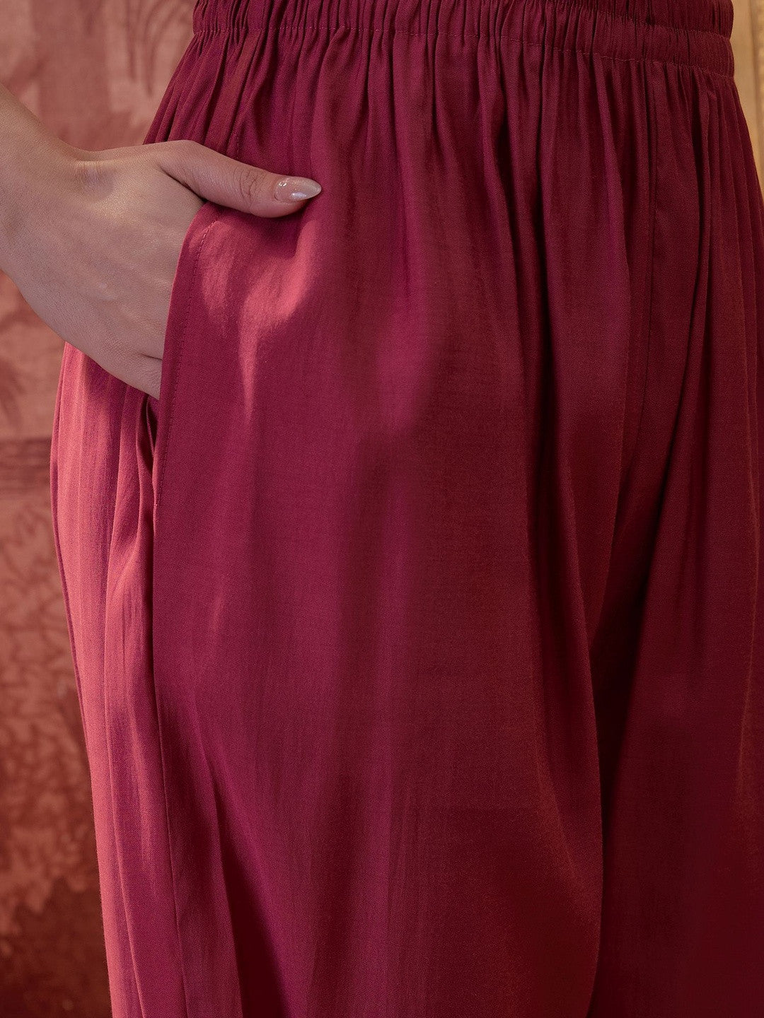 Embroidered V-Neck Kurta Trousers & Dupatta
