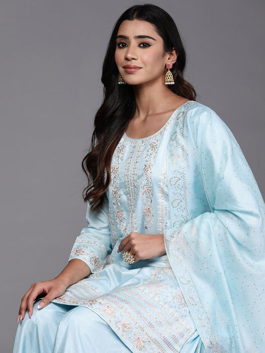 Dhiyona LL Women Floral Embroidered Regular Sequinned Kurta with Palazzos & With Dupatta