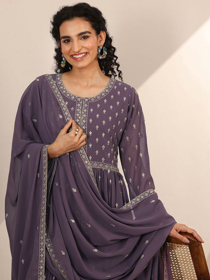 Dhiyona LL Women Floral Empire Sequinned Kurta with Palazzos & With Dupatta