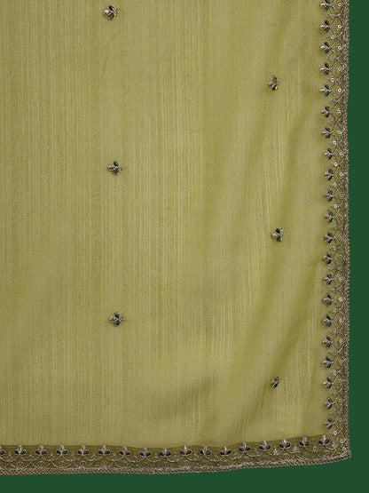 Floral Embroidered Alia Cut Kurta With Trouser & Dupatta