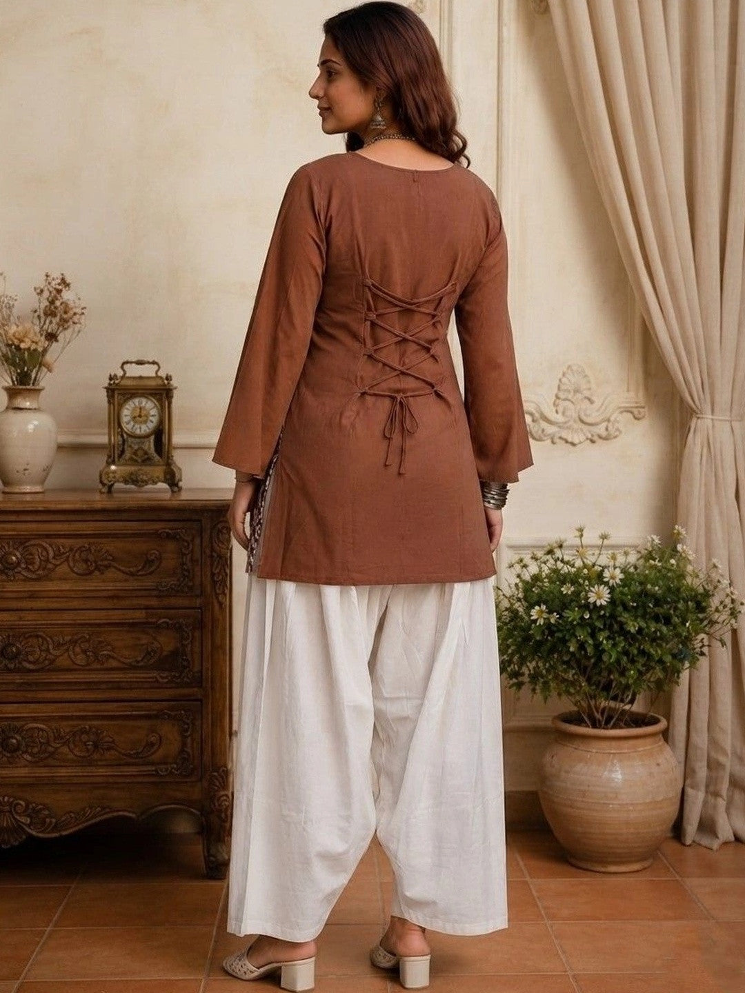 Women Printed Regular Pure Cotton Kurti with Salwar