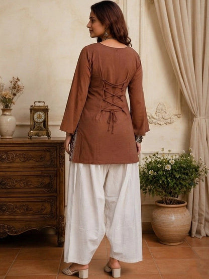 Women Printed Regular Pure Cotton Kurti with Salwar
