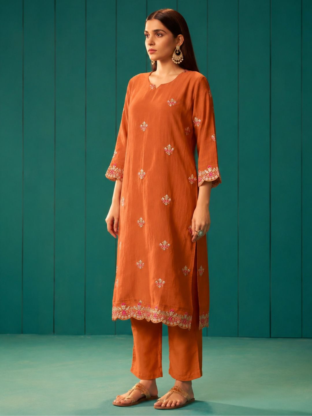 Trisha Saffron work Suit set