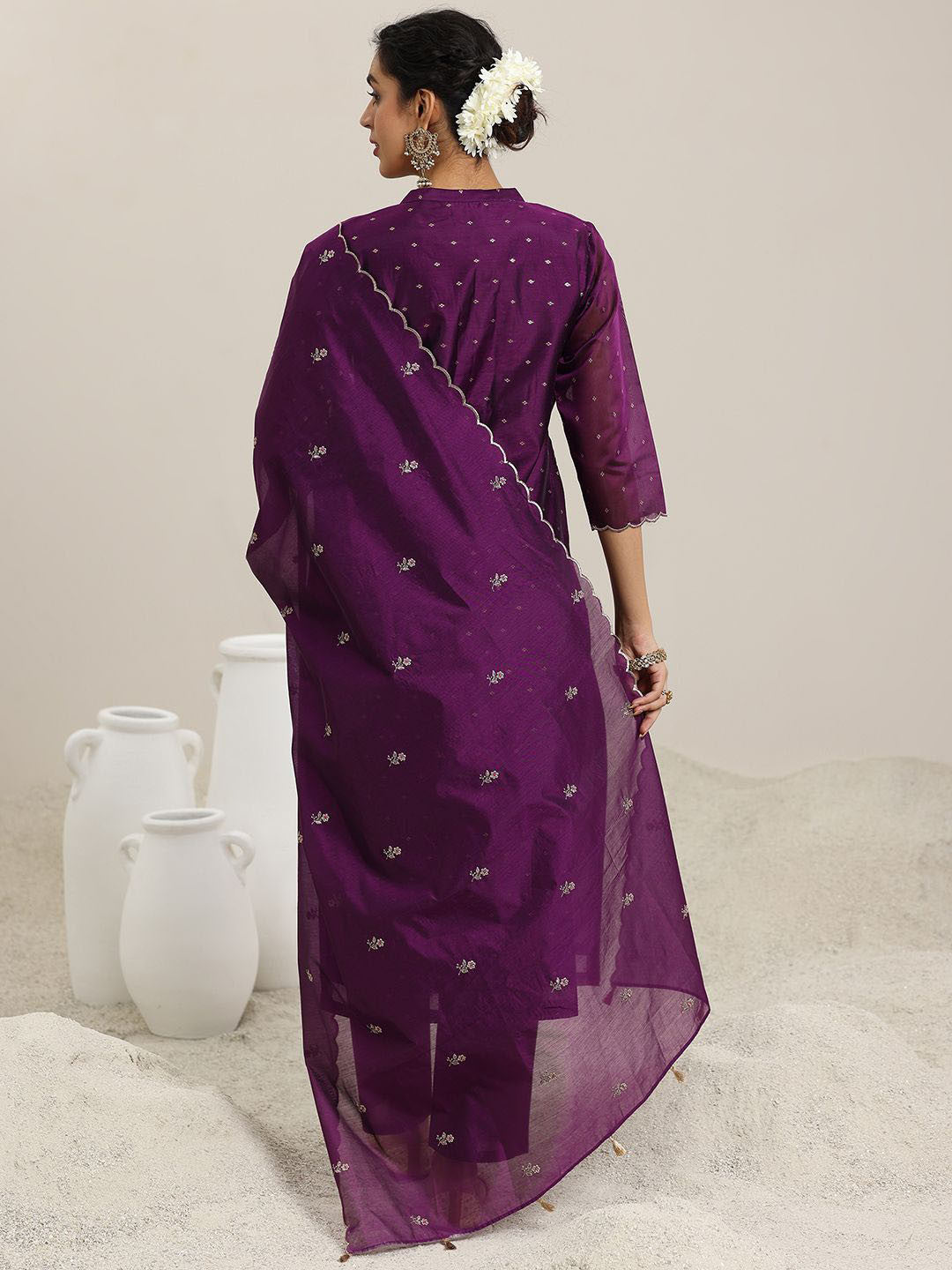 Ethnic Motifs Embroidered Kurta With Trousers & Dupatta