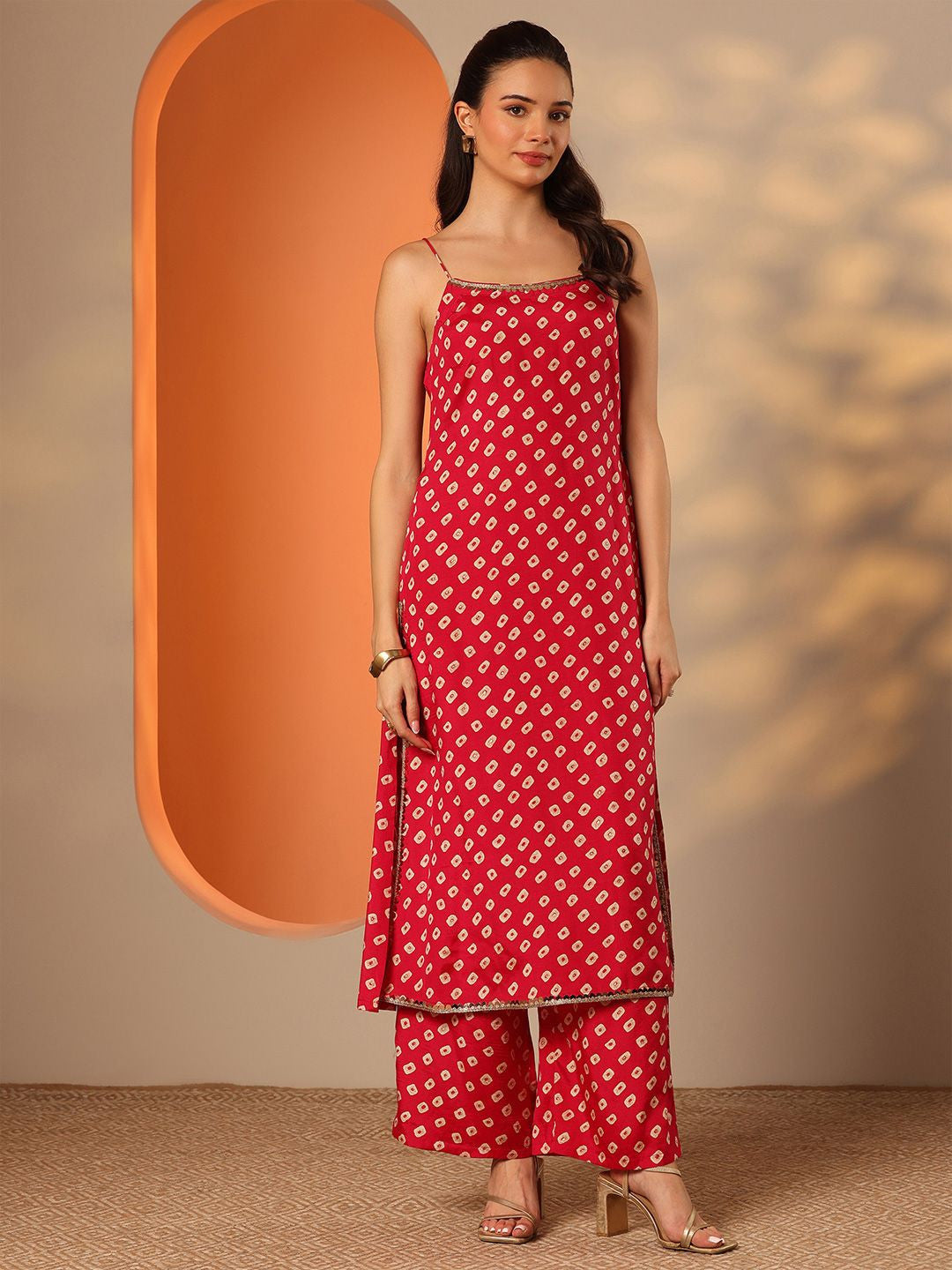 Women Bandhani Printed Regular Kurta with Palazzos