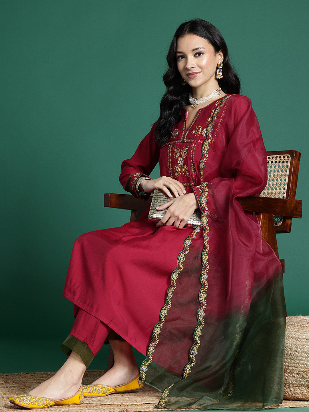 Embroidered Kurta Set With Dupatta
