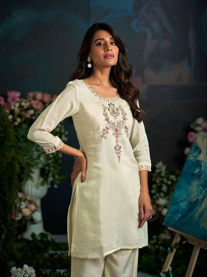 Dhiyona CH Women Floral Yoke Design Kurti with Palazzo