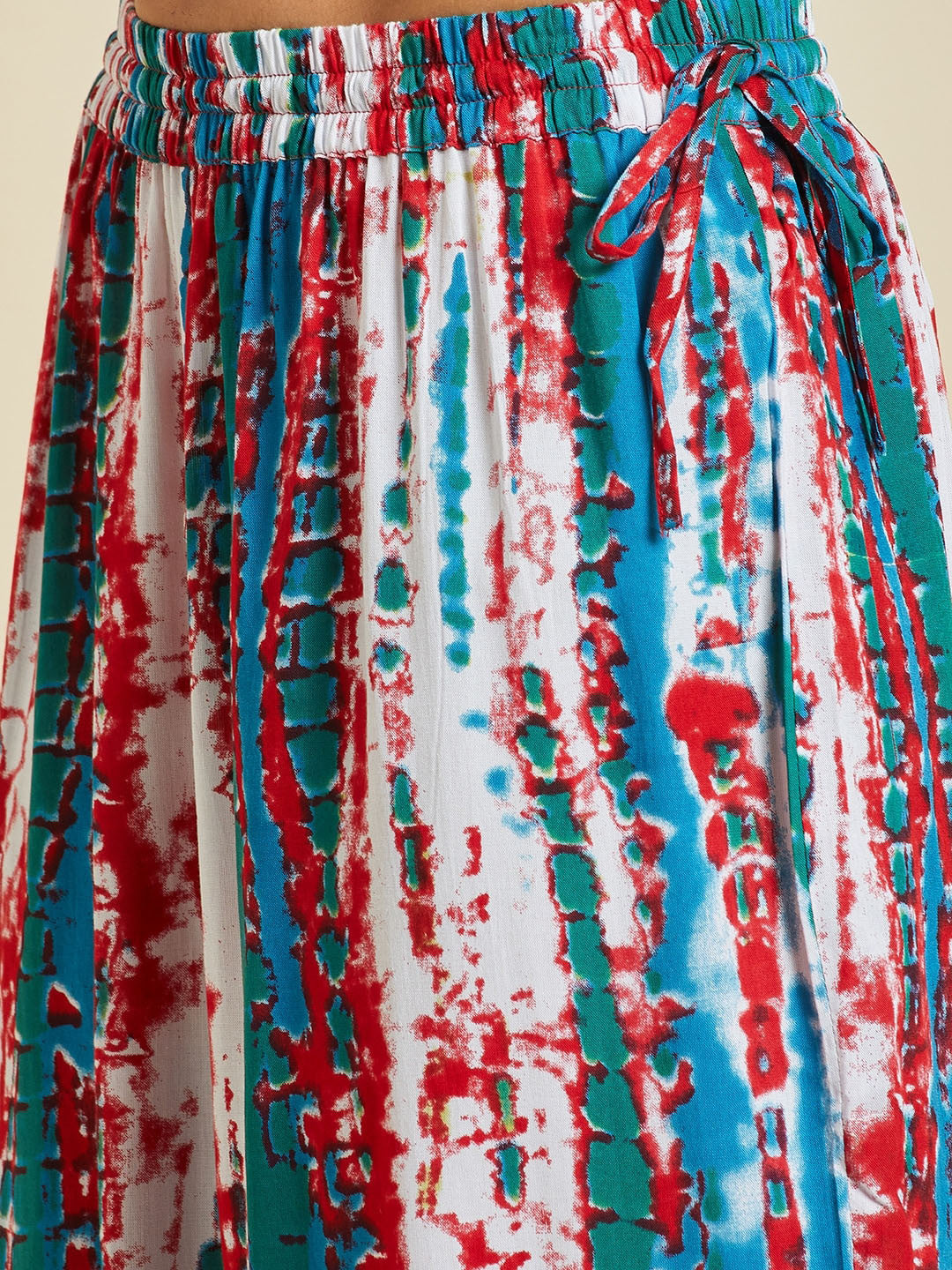 Tie & Dye Printed A-Line Kurta With Palazzo Set