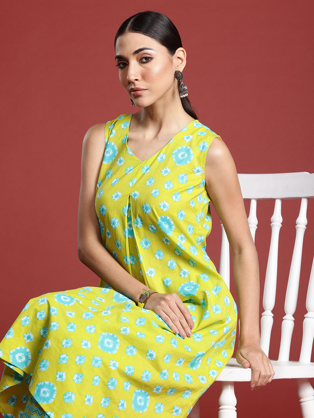 Bandhani Printed Pure Cotton Kurta with Trousers