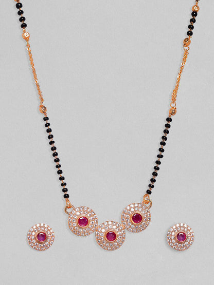 Dhiyona RJ Women's 24K Gold-Plated AD-Studded & Beaded Mangalsutra With Earrings