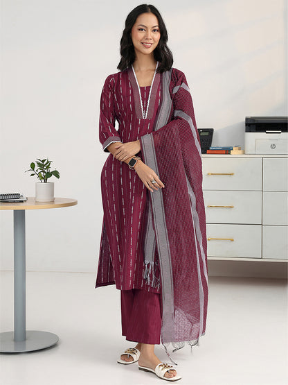 Women Printed Regular Kurta with Trousers & With Dupatta