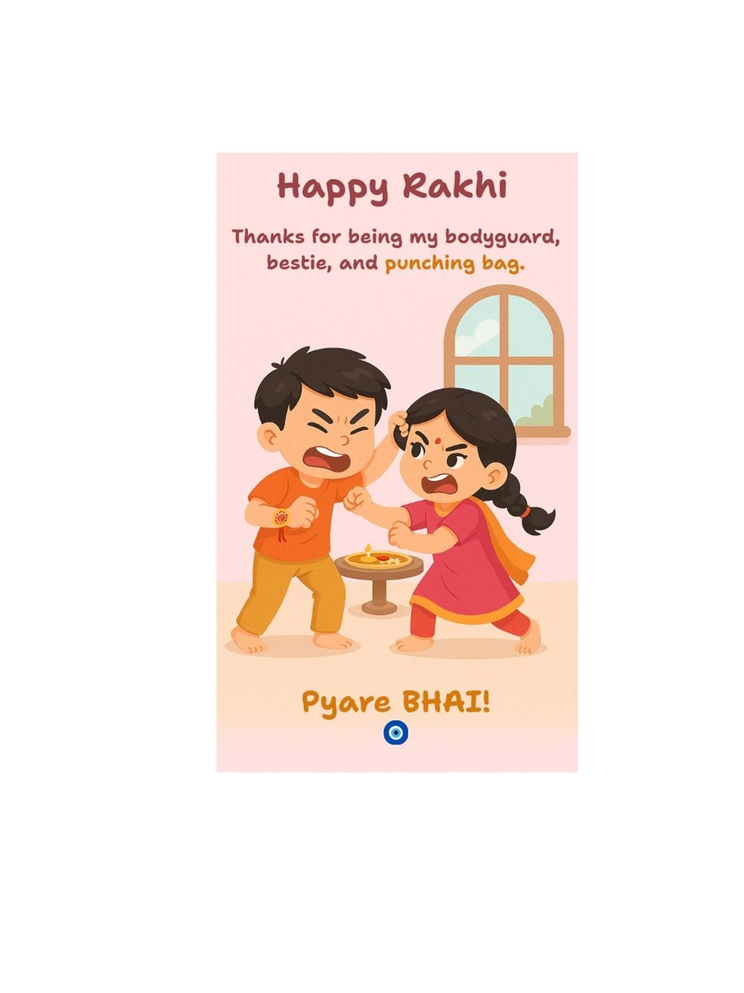 Dhiyona Thread Rakhi With Roli Chawal & Greetings Card