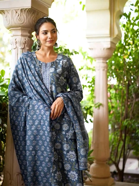 Dhiyona KL Women Floral Printed Kurta with Trousers & Dupatta