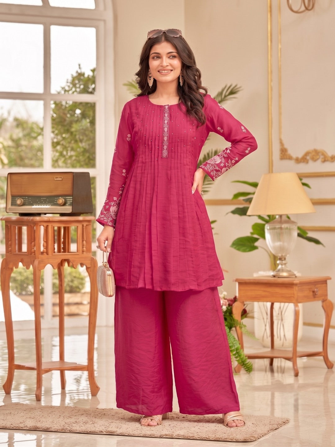 Gaurisha Merlot Embroidery Premium Co-ord Set