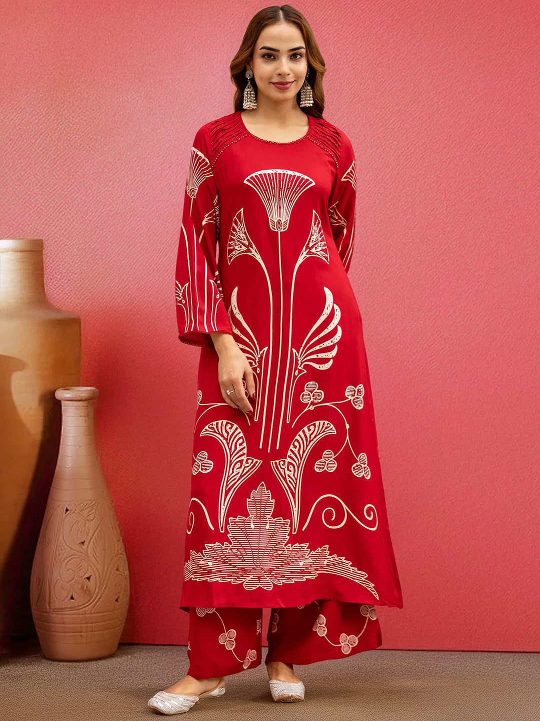 Ethnic Printed Straight Kurta & Palazzos
