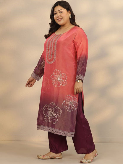 Dhiyona Women's Plus Size Floral Printed Kurta with Trousers & Dupatta