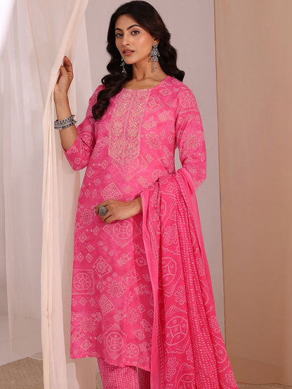 Women Ethnic Motifs Printed Regular Thread Work Kurta with Trousers & With Dupatta